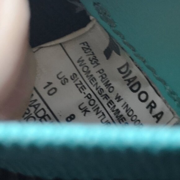 Diadora Ladies Size 10 Black & Teal Elastic & Tie  Indoor Soccer Shoes - Picture 8 of 8